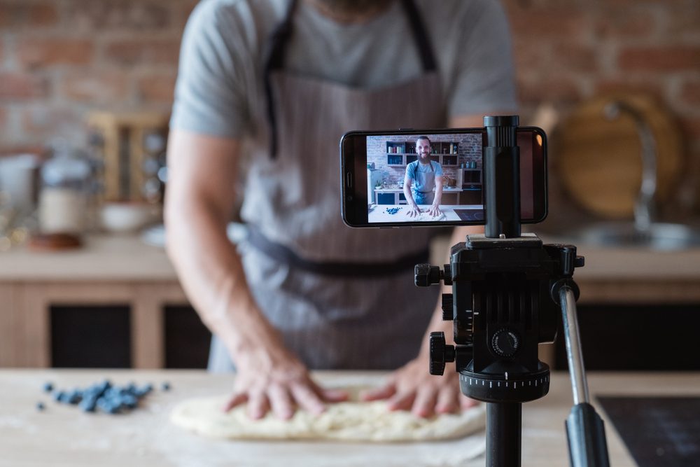 Cook filming himself while working.