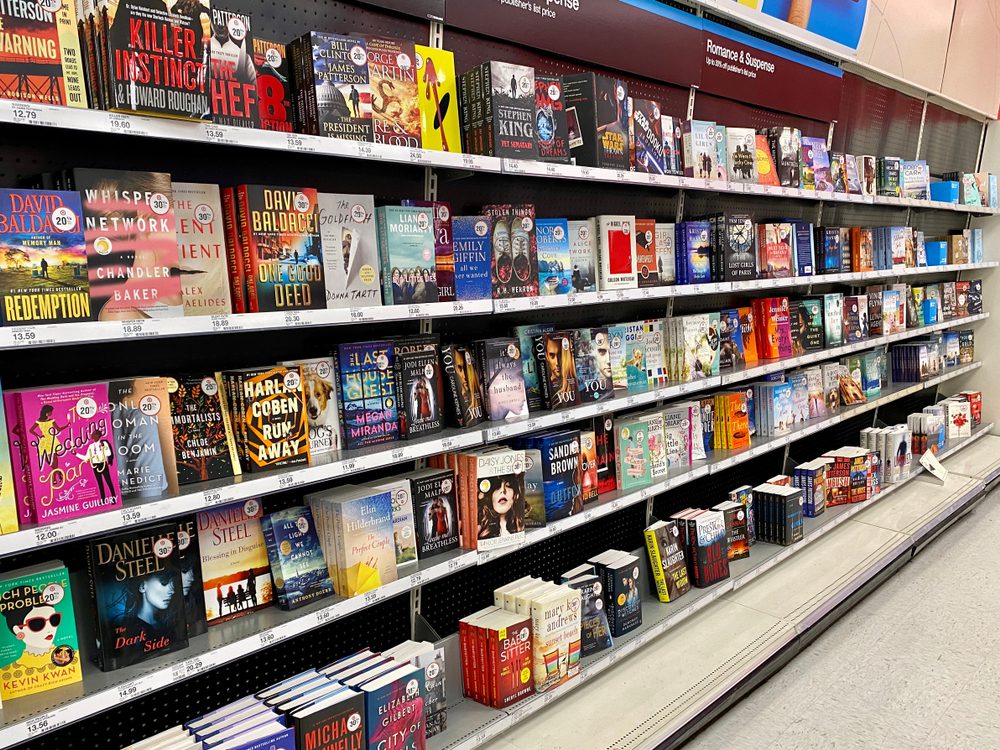 Books in a supermarket. 