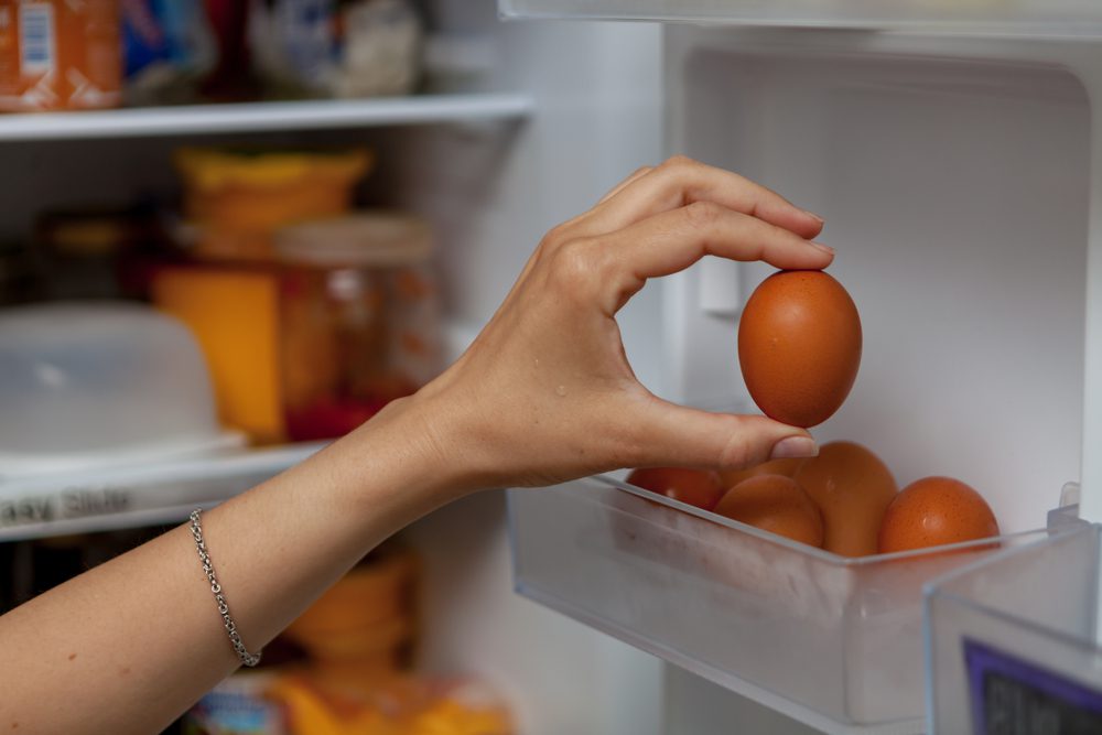 Eggs in fridge.